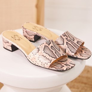 Mules Gloria effet Python Rose