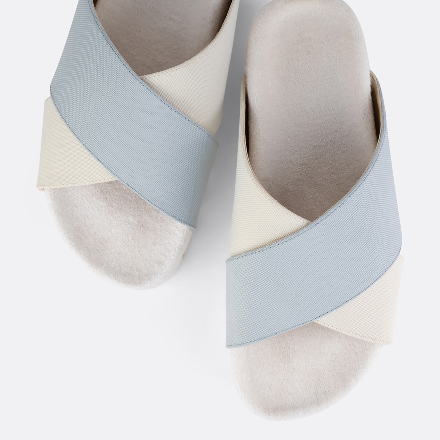 Mules compensées en PET & Bambou - Blanc/Bleu Clair 4