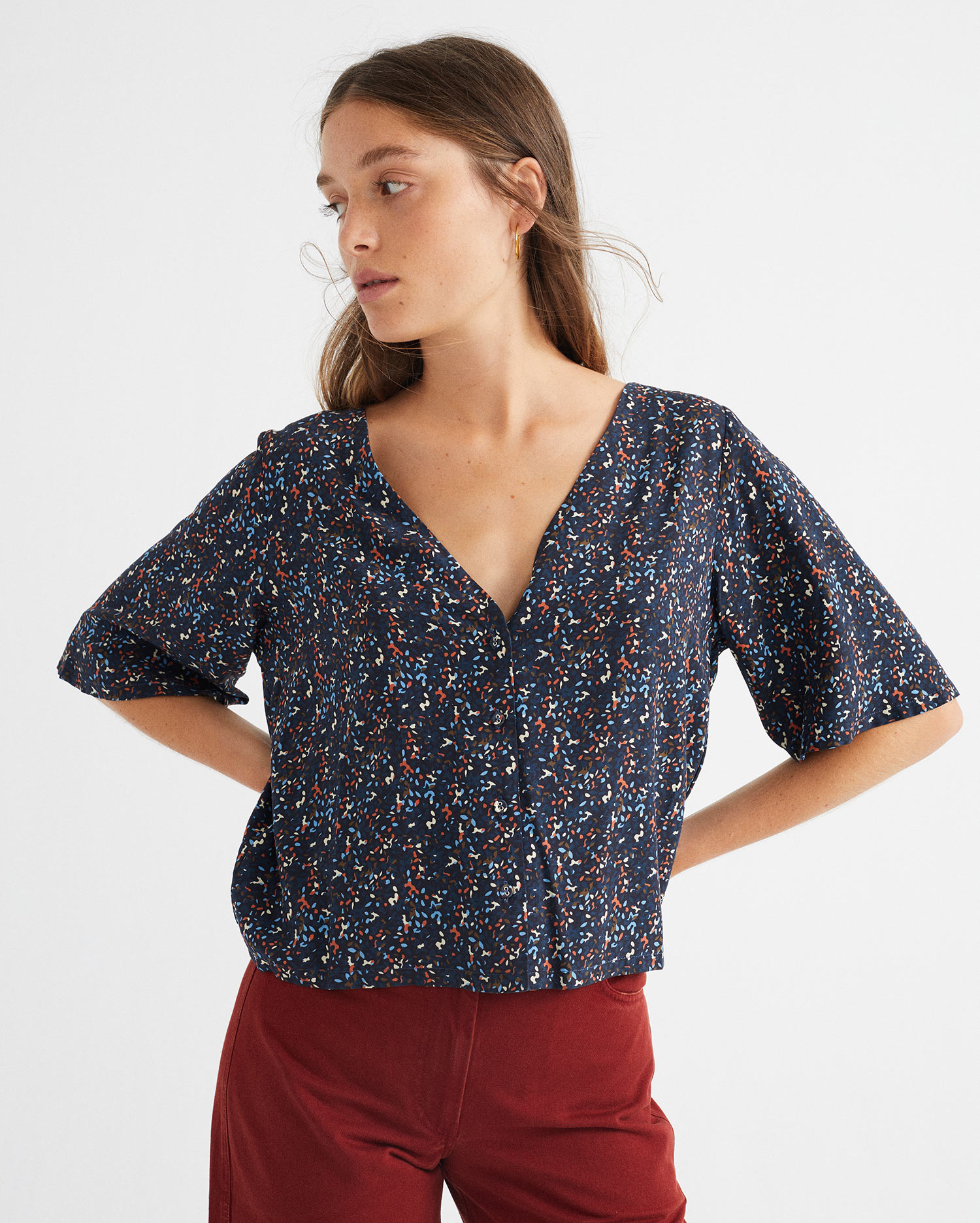 Blouse imprimée bleue - Libelula de Thinking MU 2