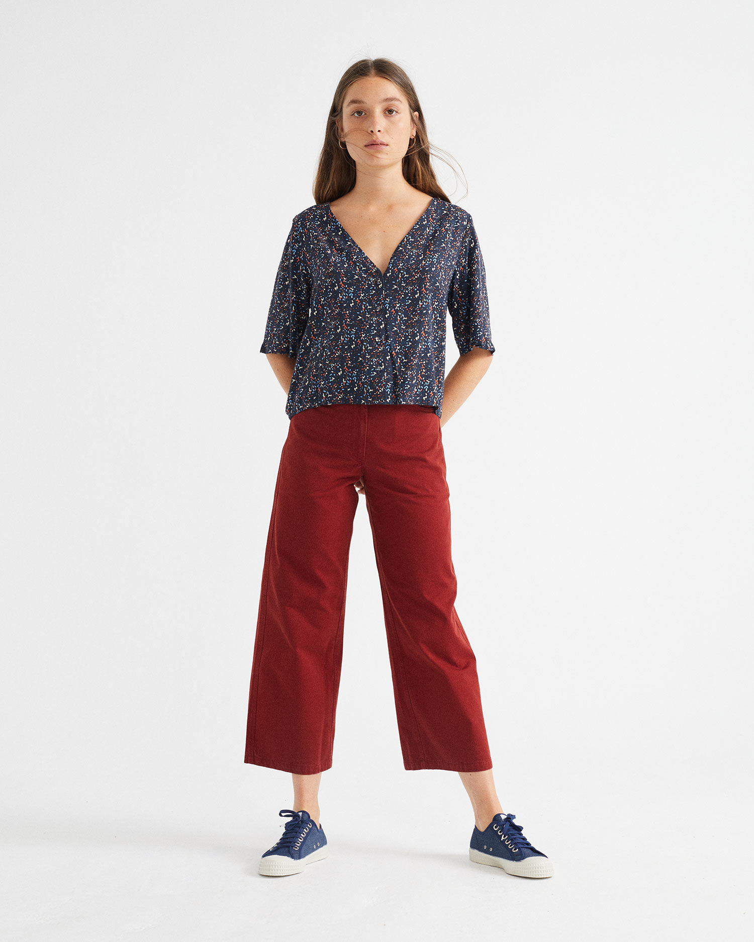 Blouse imprimée bleue - Libelula de Thinking MU 3