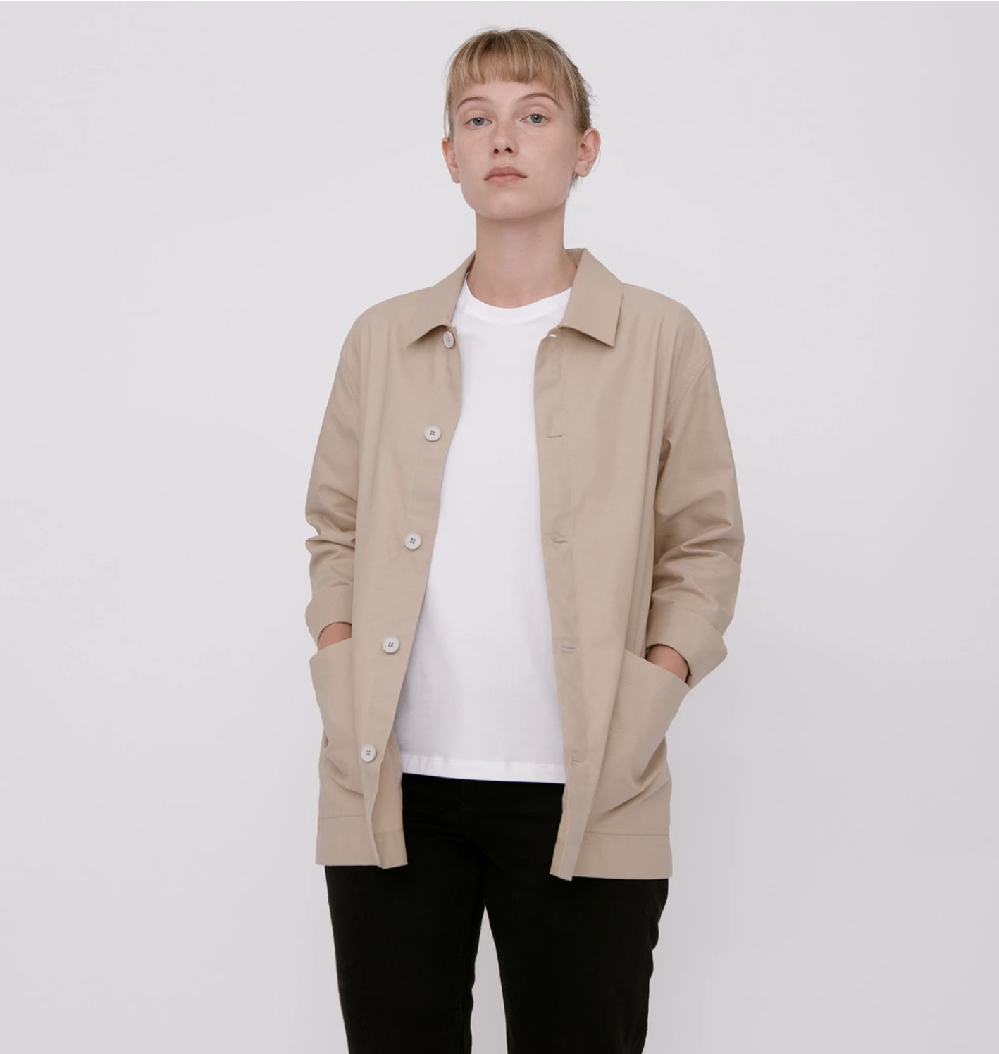 Chemise-veste Oxford beige - Organic Basics 4