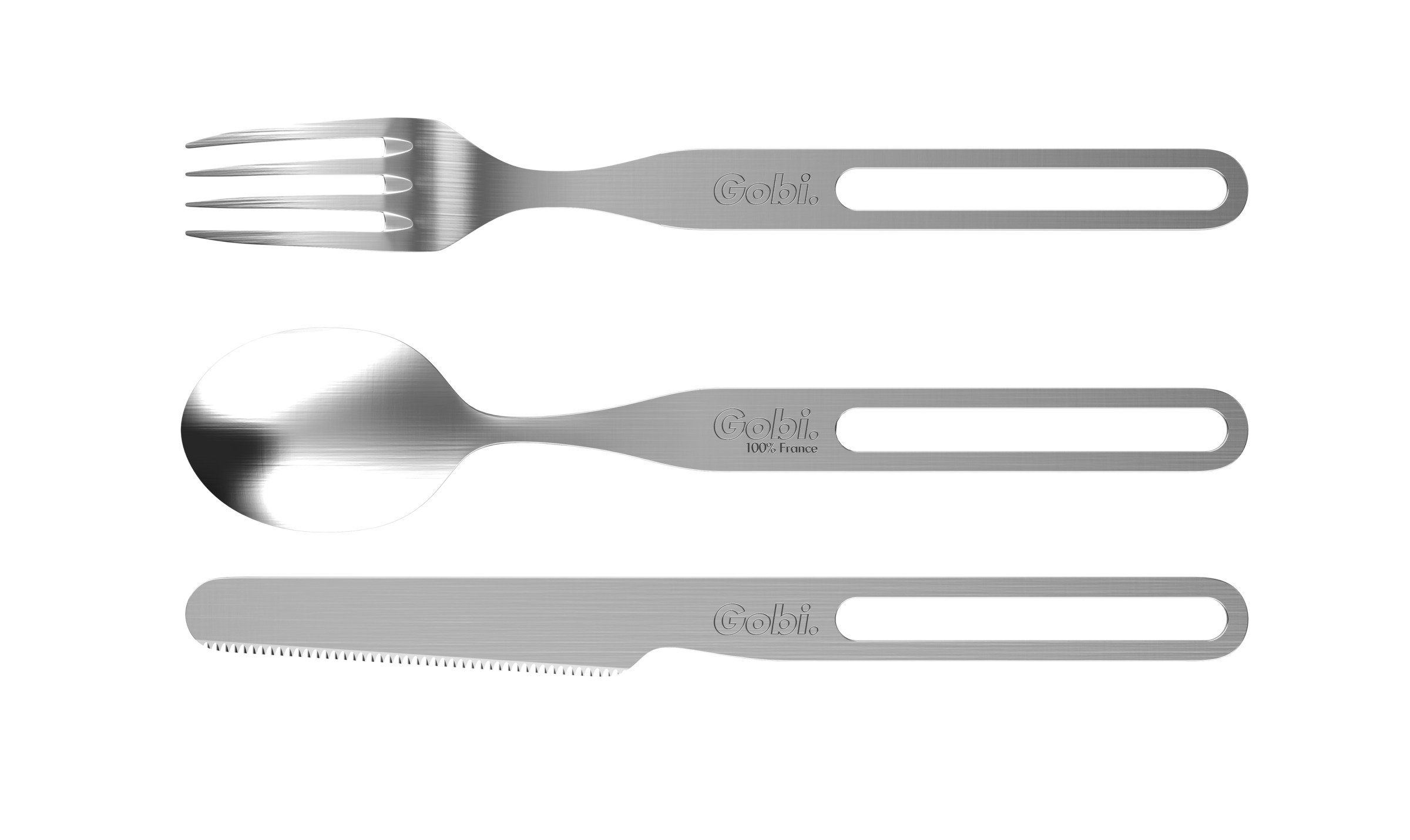 Couverts nomades en inox réutilisables avec étui - Gobi 3