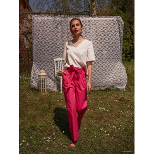 PANTALON LARGE - ROSE - COTON / POLYESTER UPCYCLÉ - PALAZZO