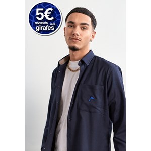 Chemise upcyclée bleu marine - girafon bleu