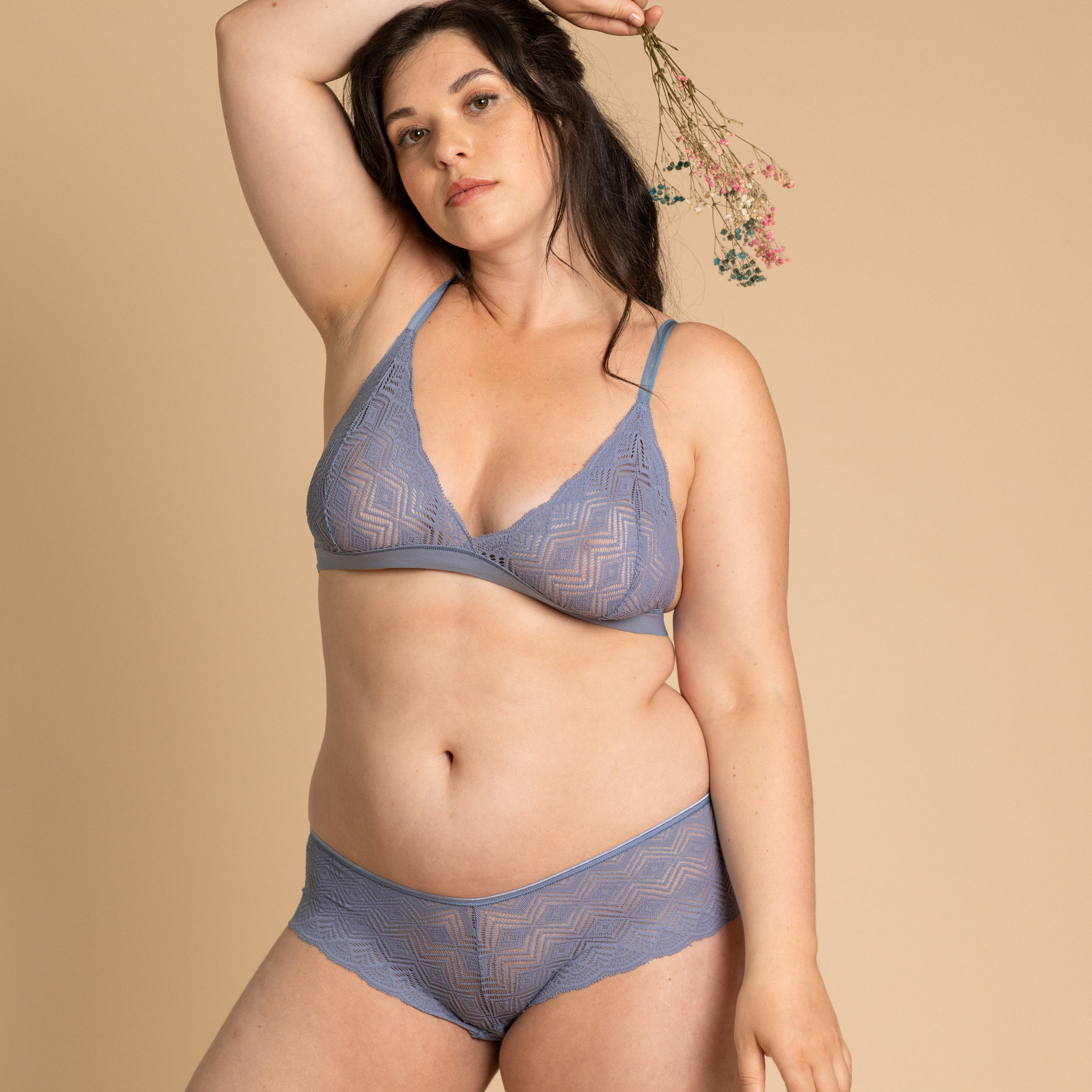 Soutien-gorge en dentelle recyclée Dawa myosotis