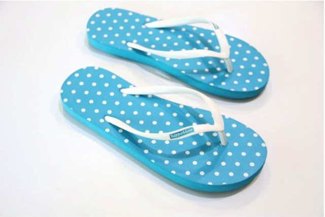 tongs femme turquoise pois malvides latex végétal hipobloo