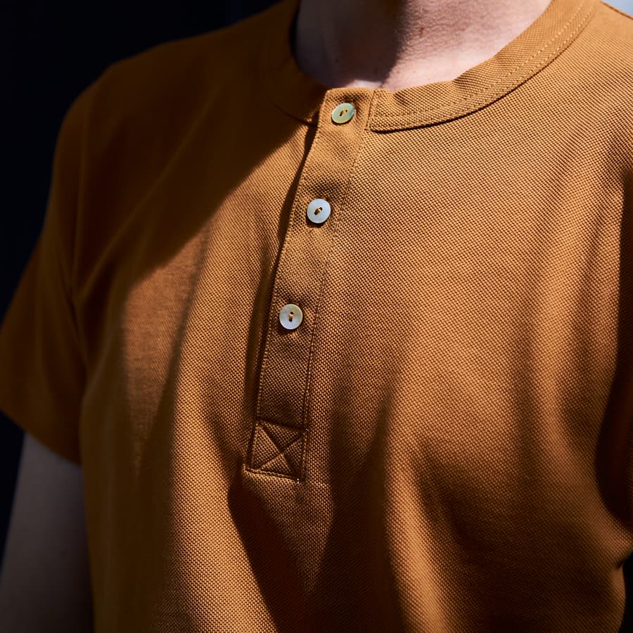 Henley piqué coton bio - ocre 5