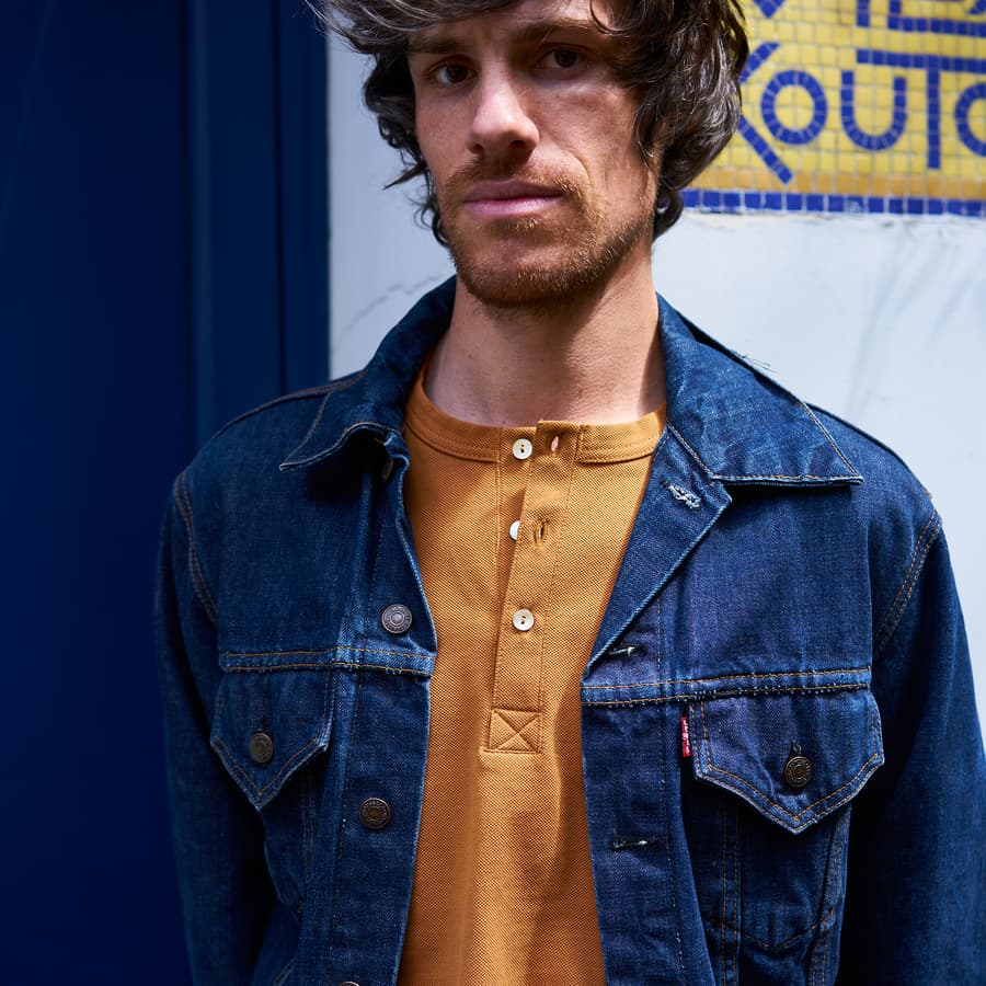 Henley piqué coton bio - ocre 2