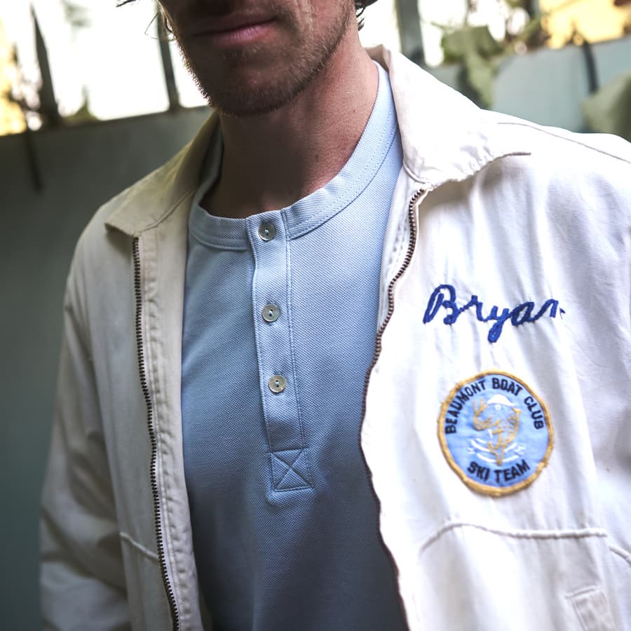 Henley coton bio pour hommes bleu ciel