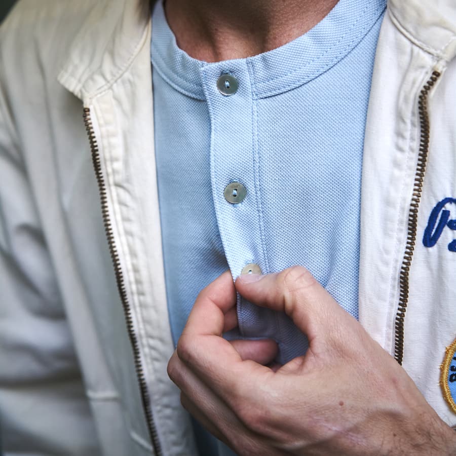 Henley bleu ciel coton biologique pour hommes