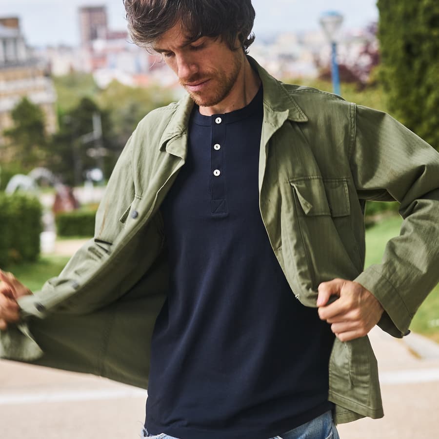 Henley coton bio bleu marine