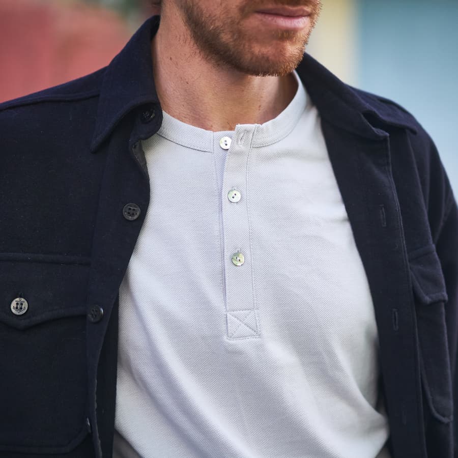 Henley coton bio gris clair pour hommes