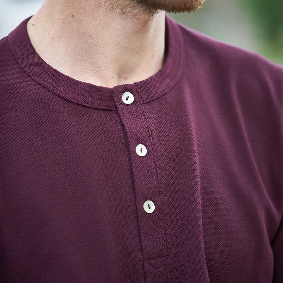 Henley lie de vin coton biologique lie de vin