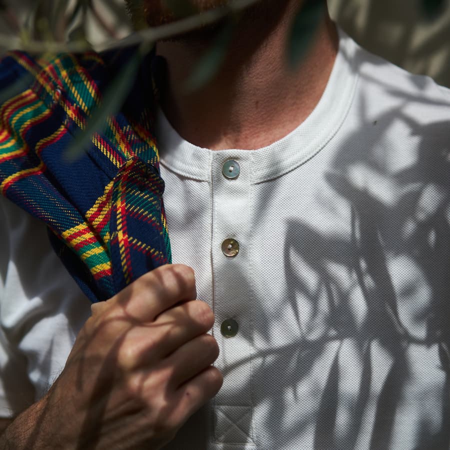 Henley coton biologique blanc crème