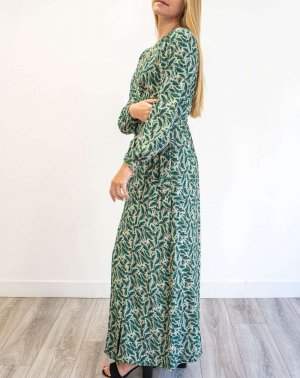 ROBE DE CÉREMONIE ZADY MANCHES BISHOPS 100% ECOVERO, IMPRIMÉ FEUILLE