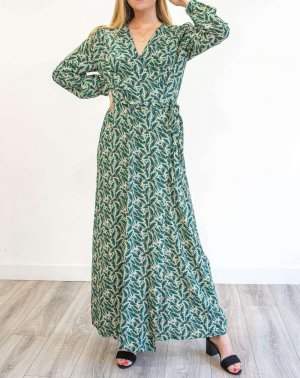 ROBE DE CÉREMONIE ZADY MANCHES BISHOPS 100% ECOVERO, IMPRIMÉ FEUILLE