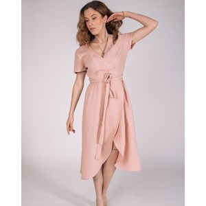 Robe Portefeuille Zargot en lin brique manches américaine Aatise