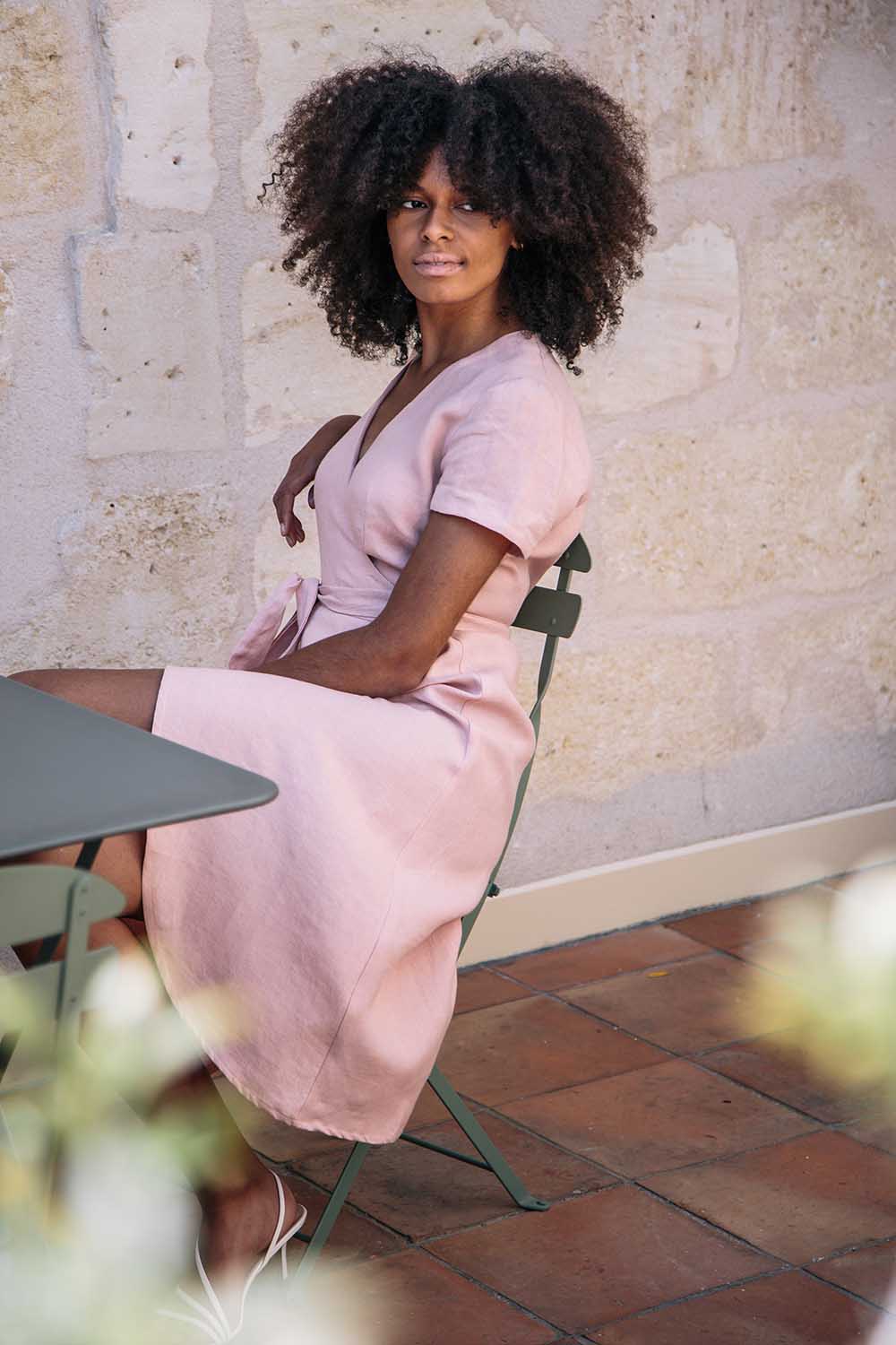 Robe portefeuille Made in France Zargot Aatise évasé manches courtes