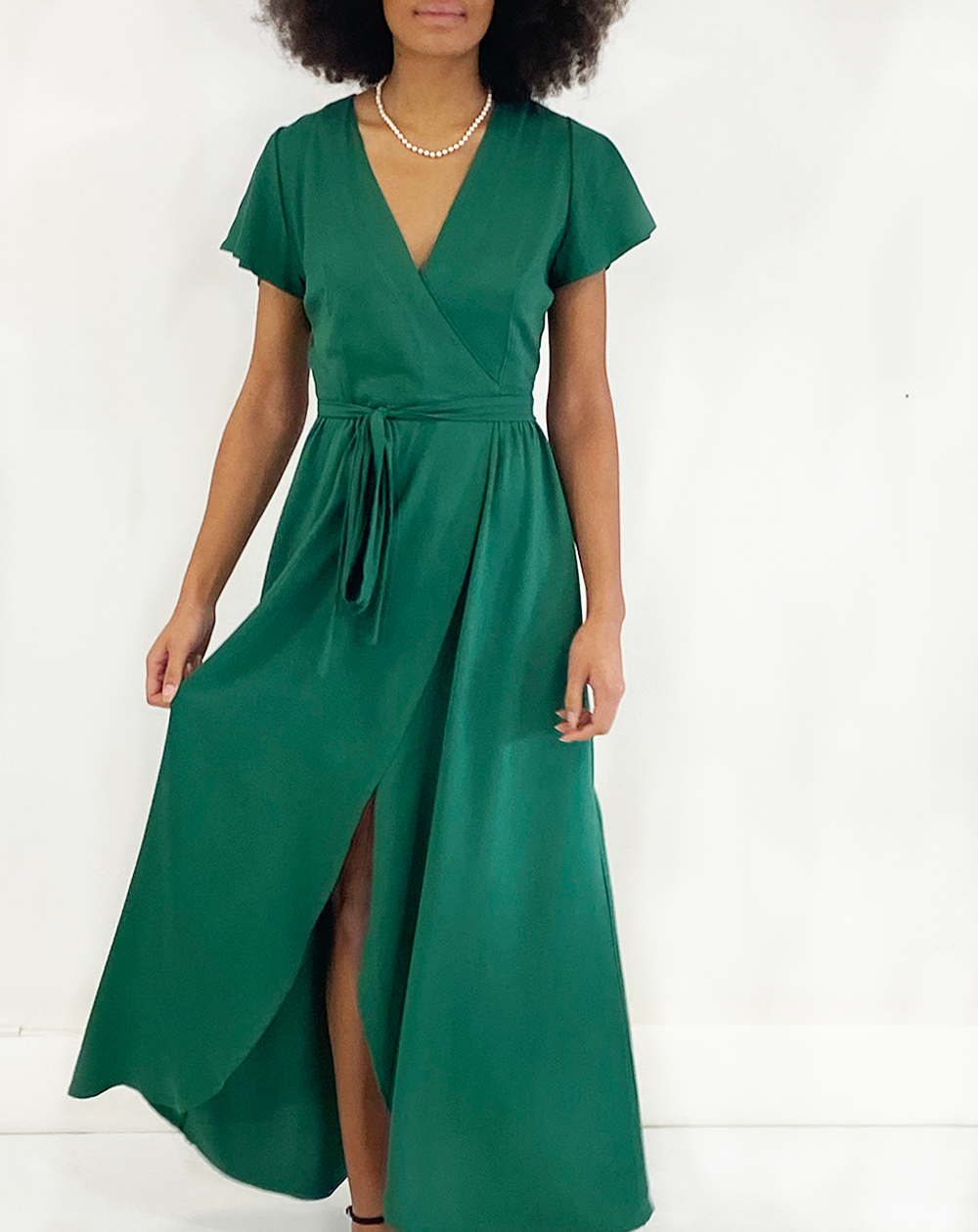 Robe Portefeuille Zermonie verte  écoresponsable et Made in France