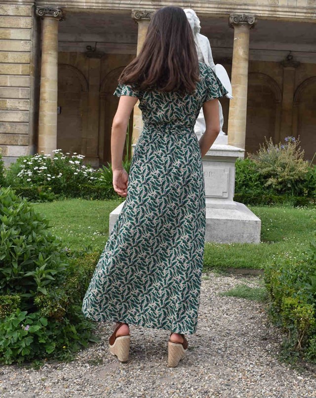 Zady Manches Papillon imprimé feuille verte - 100% Viscose 3