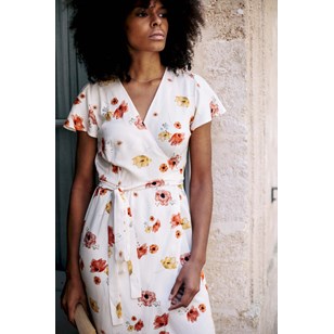 Robe Portefeuille Zargot en EcoVero antic white manches papillon Aatise 