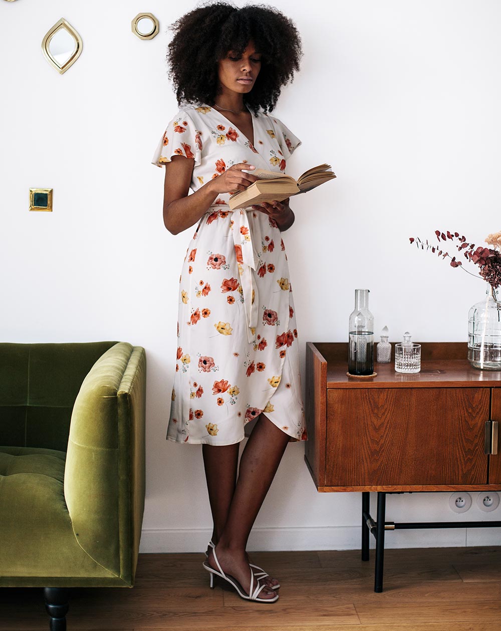 Robe Portefeuille Zargot en EcoVero antic white manches papillon Aatise  2