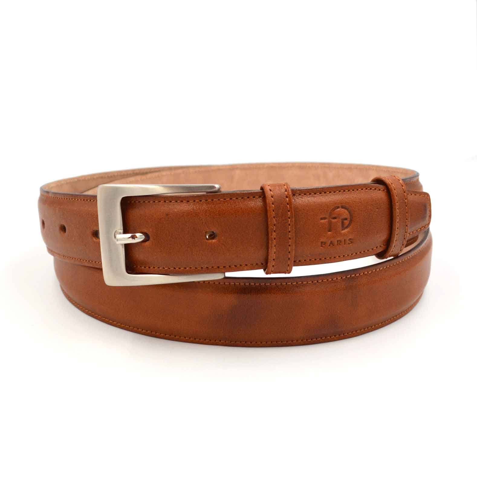 Ceinture-cognac-réglable-casual-chic-pour-hommes-en-cuir-pleine-fleur-grainé-surpiquée