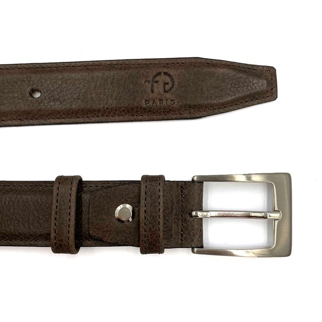 Ceinture réglable en cuir grainé - marron 3