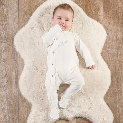 Pyjama velours brodé en coton bio