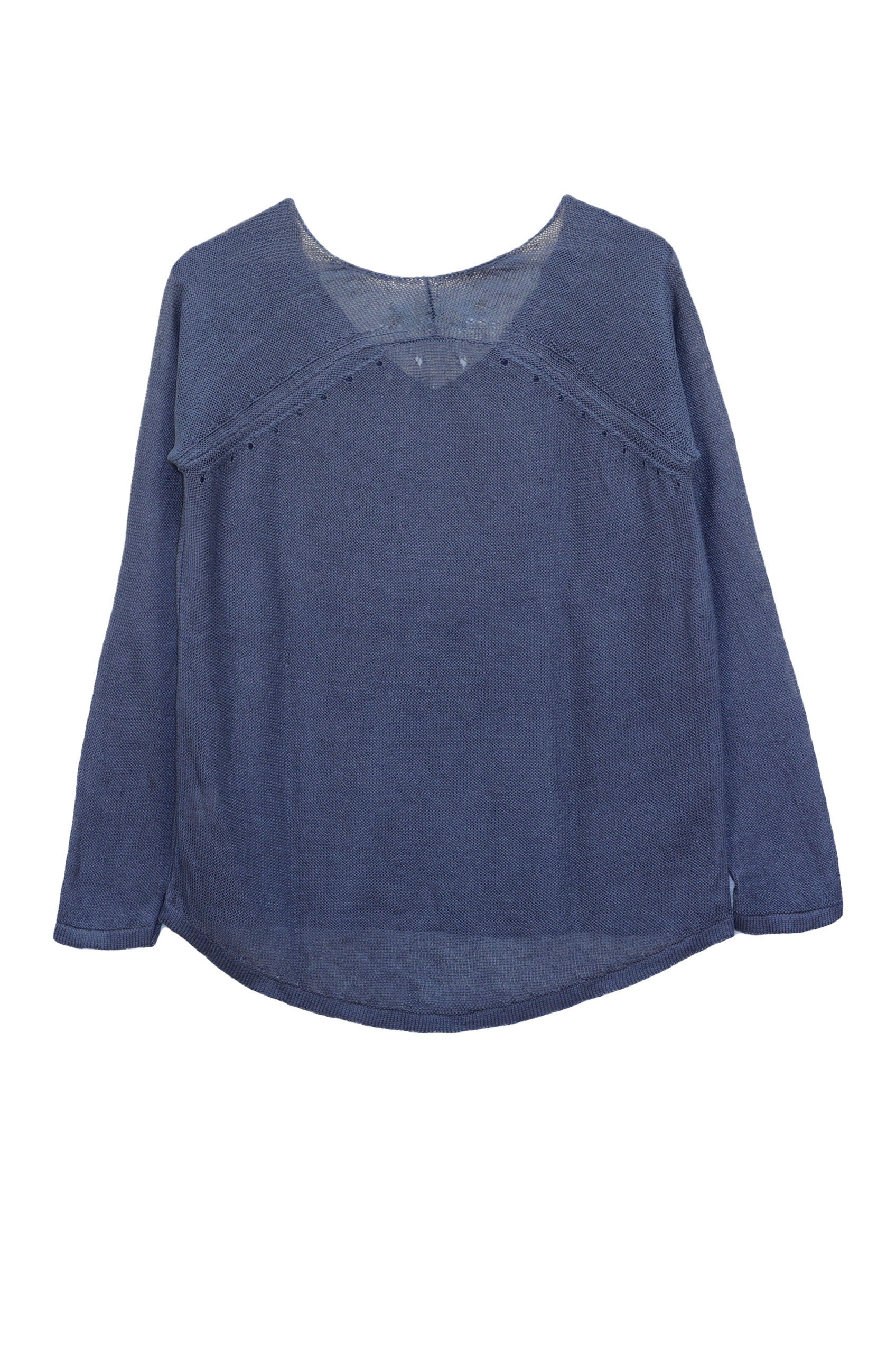 Pull persil col V 100% lin  - bleu jean 13