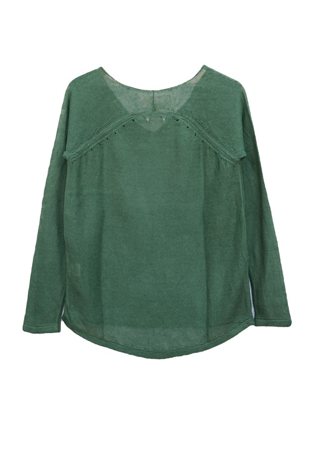 Pull persil col V 100% lin  - Vert Jungle 9