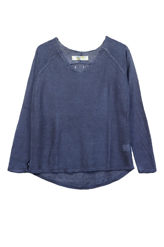 Pull persil col V 100% lin  - Vert Jungle 12