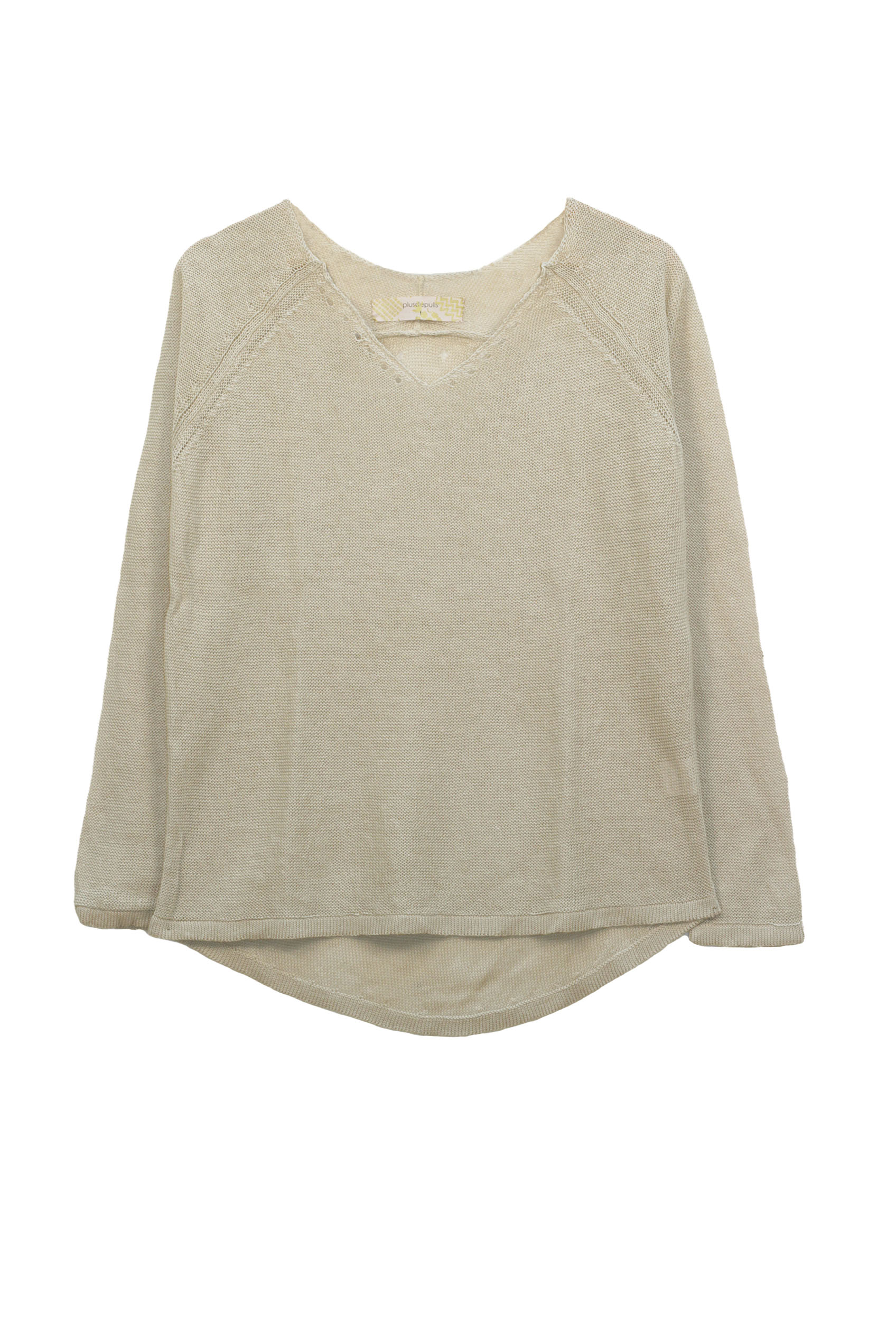 Pull persil col V 100% lin  - bleu jean 10