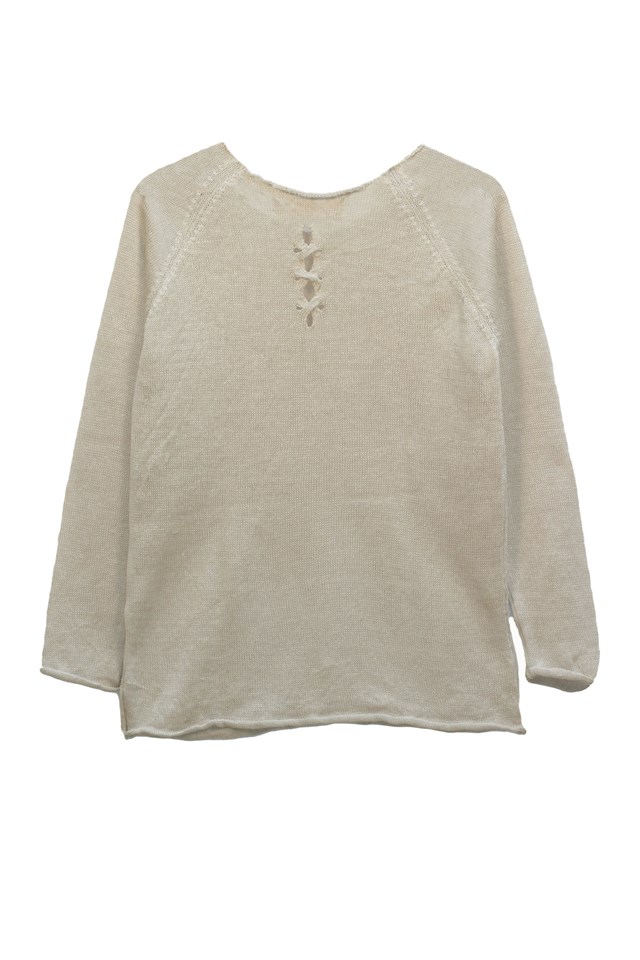 Pull Oseille col bateau 100% lin   - ficelle 9
