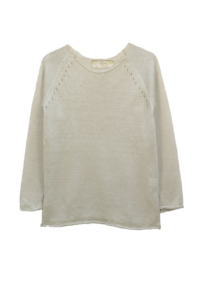 Pull Oseille col bateau 100% lin   - ficelle 8