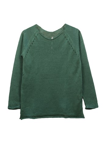 Pull Oseille col bateau 100% lin, Made in France - VERT JUNGLE