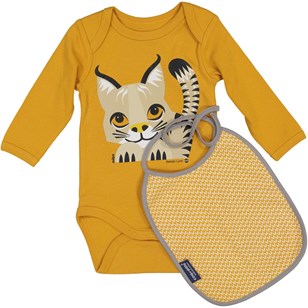 Set body manches longues et bavoir assorti - LYNX 3 à 12 mois