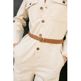Ceinture camel en raisin, boucle en laiton et fabriquée en France ! - Ceinture Minute Papillon