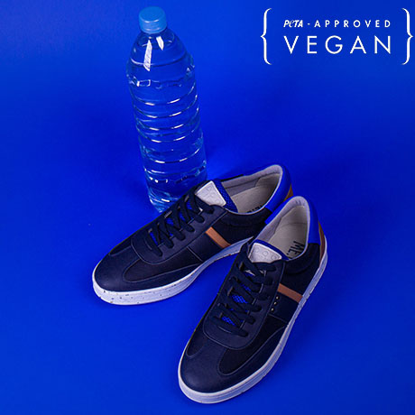 Baskets VIVACE Marine, Bleu et Cognac 100% recyclée et végane Dessus