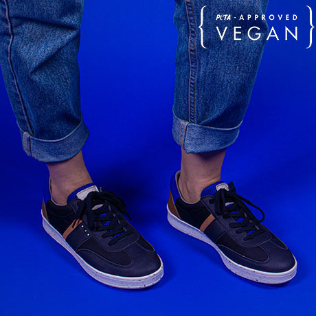 Baskets VIVACE Marine, Bleu et Cognac 100% recyclée et végane Porter Femme