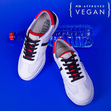 Baskets VIVACE Blanche, Noir et Rouge 100% recyclée et végane Dessus