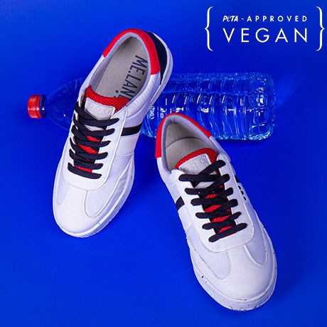 Baskets VIVACE Blanche, Noir et Rouge 100% recyclée et végane Dessus
