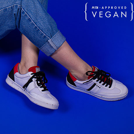 Baskets VIVACE Blanche, Noir et Rouge 100% recyclée et végane Porter Femme