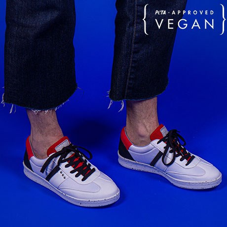 Baskets VIVACE Blanche, Noir et Rouge 100% recyclée et végane Porter Homme