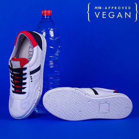 Baskets VIVACE Blanche, Noir et Rouge 100% recyclée et végane Semelle