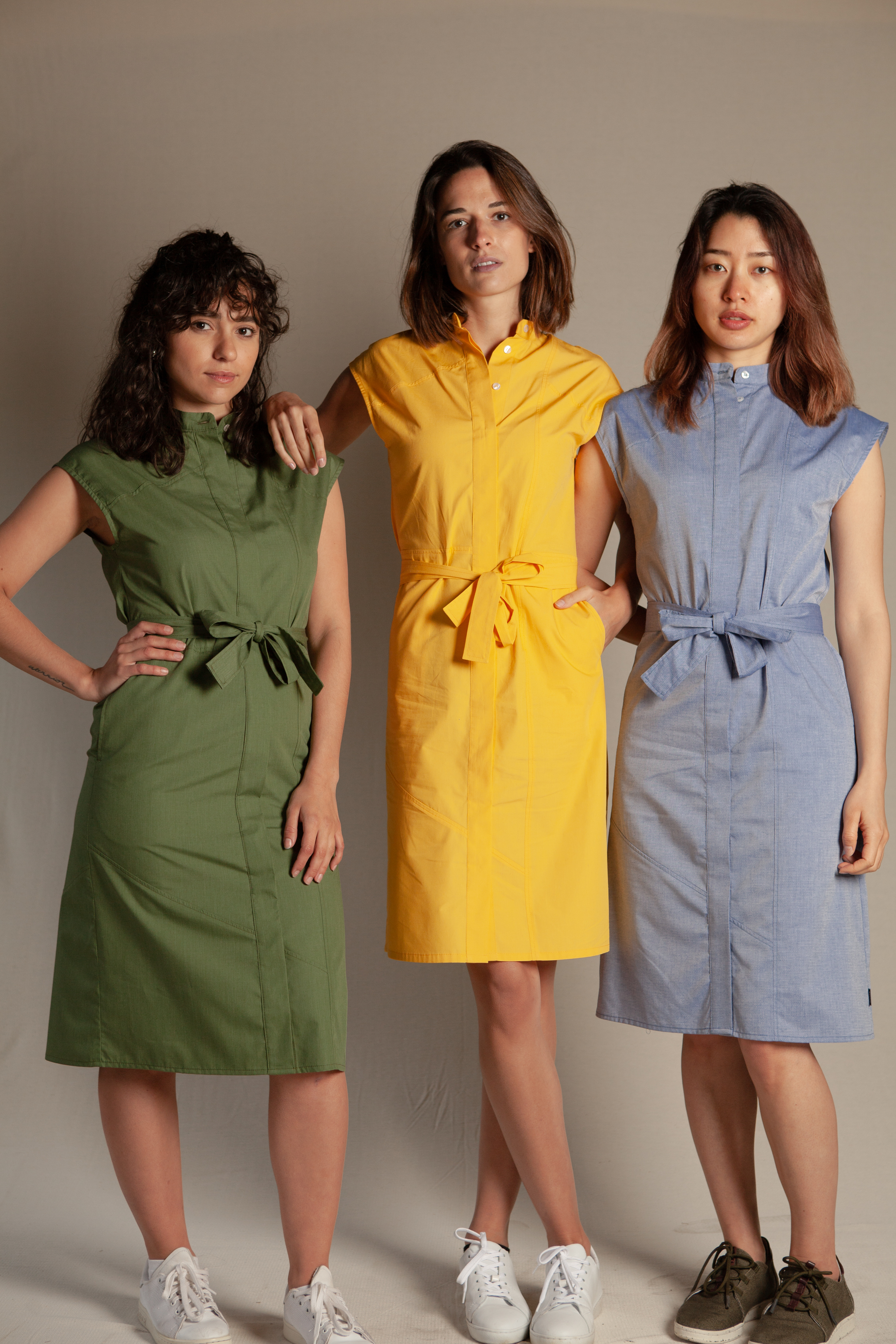 robe-combattante-kaki-jaune-motifs-made-in-france