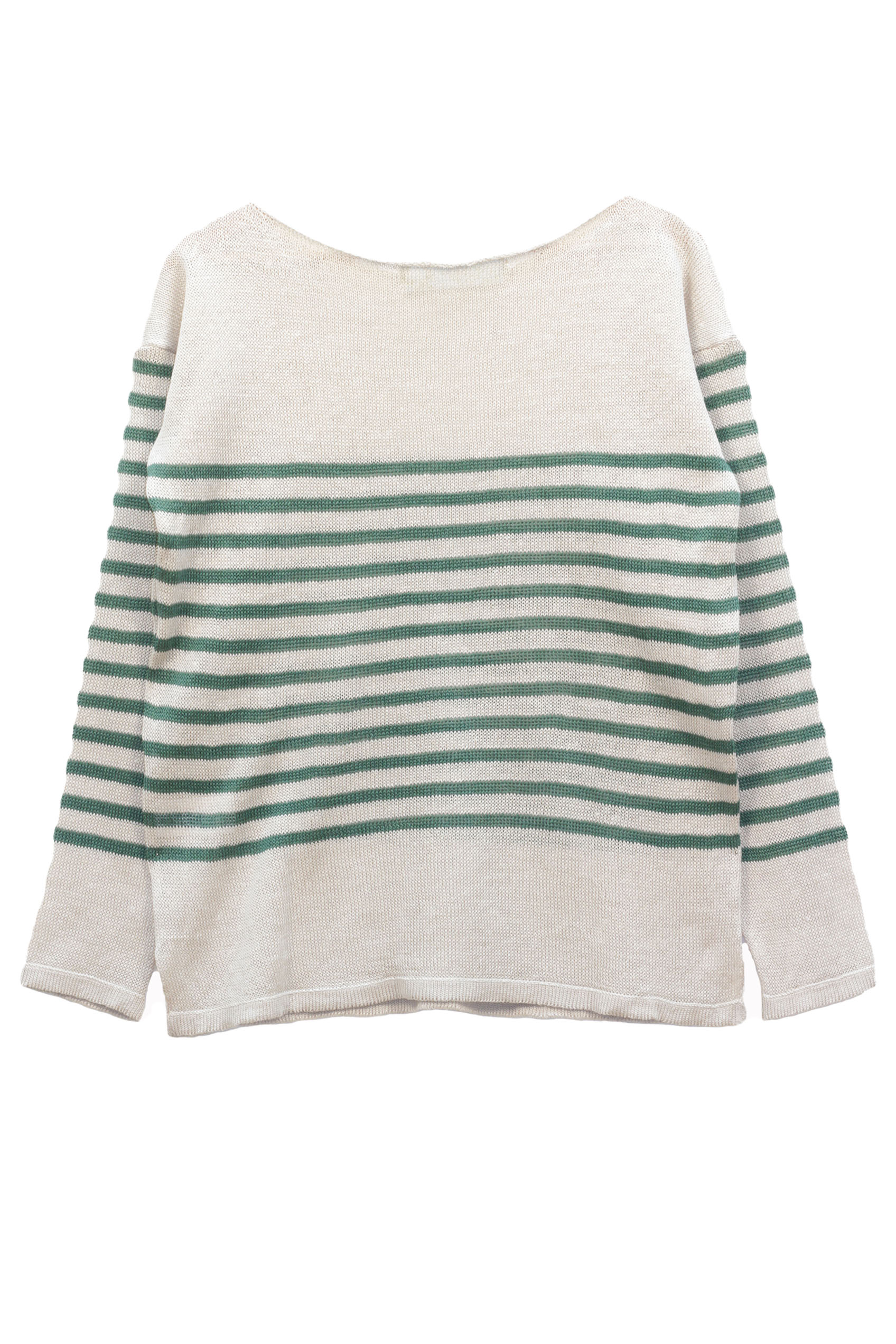 Marinière col bateau 100% lin - Lin/vert 3