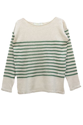 Marinière col bateau 100% lin - Lin/vert