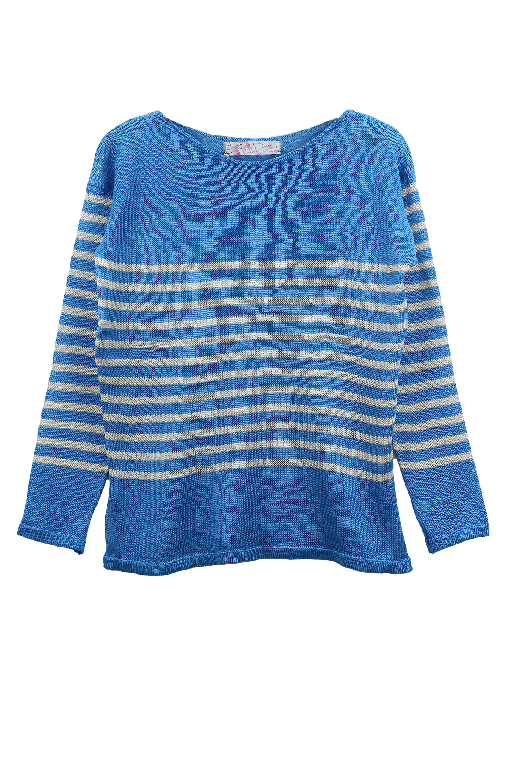 Marinière col bateau 100% lin - BLEU NUIT/LIN 6