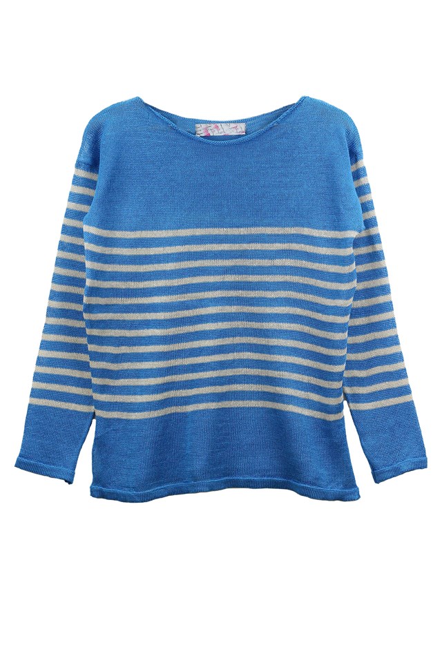Marinière col bateau 100% lin - LIN/ORANGE 6